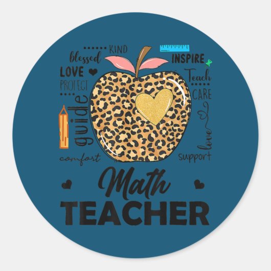 Teach Love Inspire Wiskunde Teacher Welkom terug n Ronde Sticker (Voorkant)
