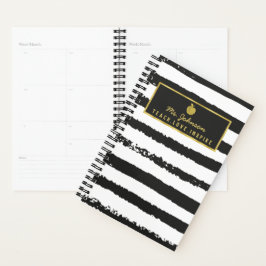 Teach Love Inspire | Zwarte Stripes Gold Apple Planner