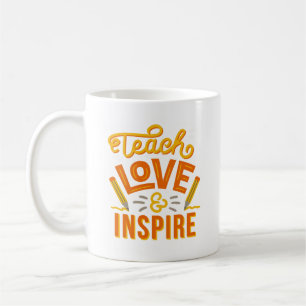 Teach Love Inspireer Pencil Typography Art Koffiemok