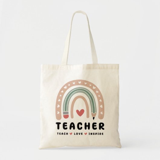 Teach Love Inspireer Retro Design Tote Bag (Voorkant)