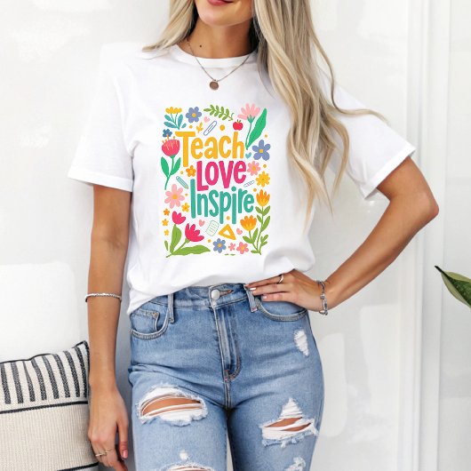 Teach Love inspireert Boho terug naar schoolleraar T-shirt