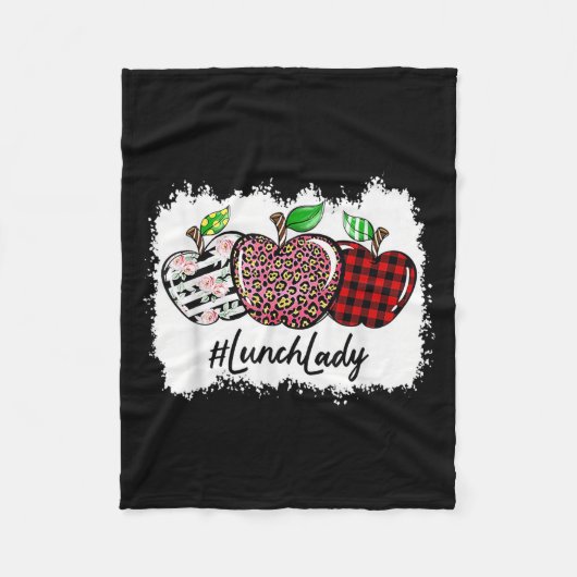 Teach Love Insre Lunch Lady Leopard Red Plain  Fleece Deken (Voorkant)