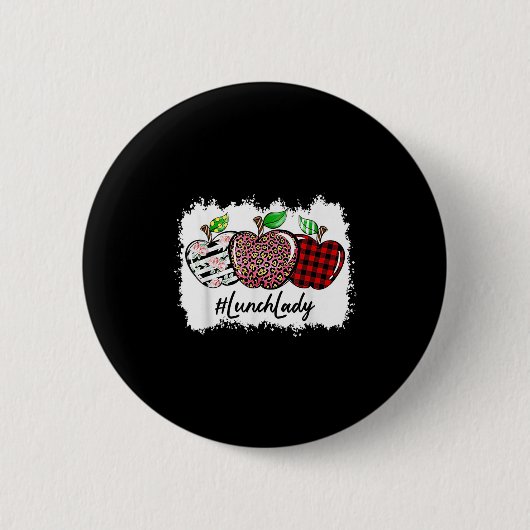 Teach Love Insre Lunch Lady Leopard Red Plain  Ronde Button 5,7 Cm (Voorkant)