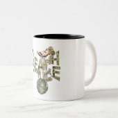 Teach-peace-beweging Tweekleurige Koffiemok (Voorkant rechts)
