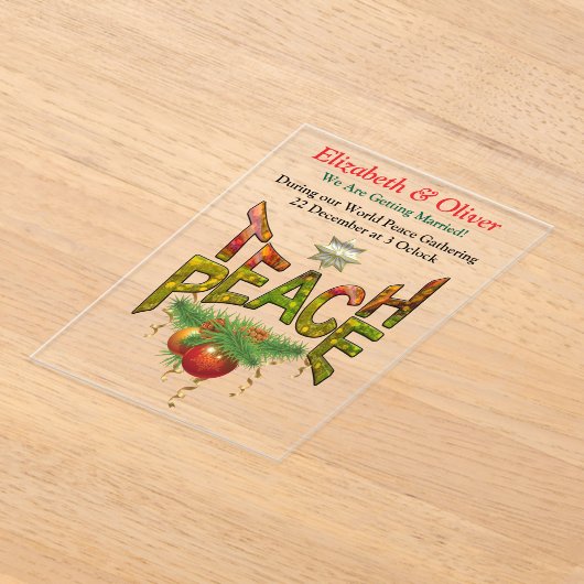 Teach Peace Christmas Gathering Acryl Uitnodigingen (Laagn)