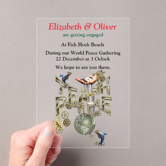 Teach Peace Christmas Gathering Acryl Uitnodigingen (Insitu (Draagbaar))