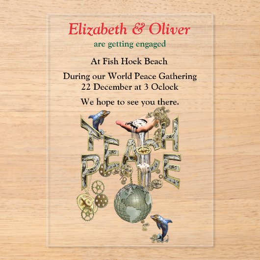 Teach Peace Christmas Gathering Acryl Uitnodigingen (Voorkant)