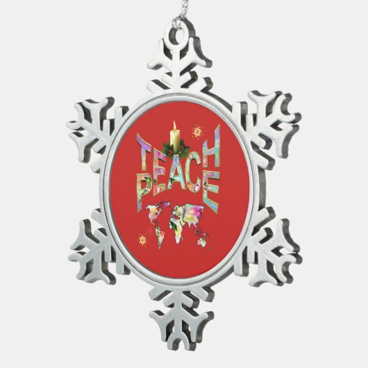 Teach-Peace-decor Tin Sneeuwvlok Ornament (Rechts)