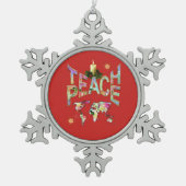 Teach-Peace-decor Tin Sneeuwvlok Ornament (Voorkant)