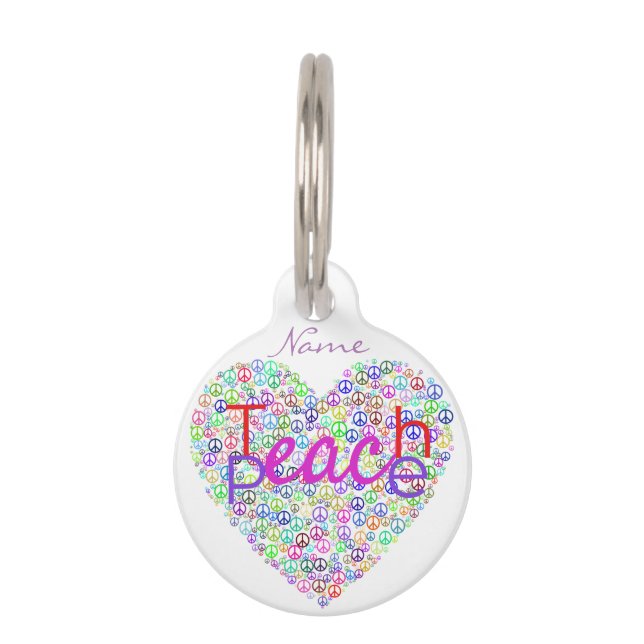 Teach Peace Heart Thunder_Cove Huisdierpenning (Voorkant)