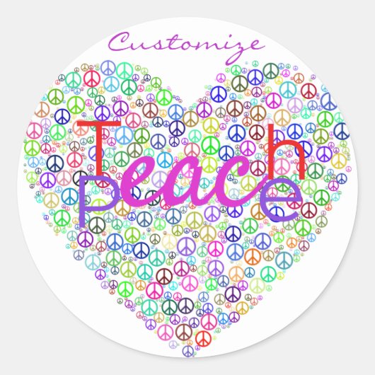 Teach Peace Heart Thunder_Cove Ronde Sticker (Voorkant)