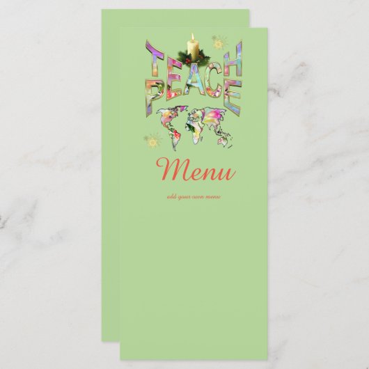 Teach-Peace Kerstmis lunchparty Menu (Voorkant / Achterkant)