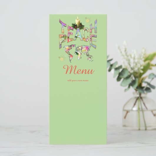 Teach-Peace Kerstmis lunchparty Menu (Staand voorkant)