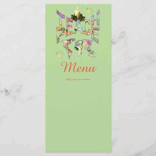 Teach-Peace Kerstmis lunchparty Menu (Voorkant)