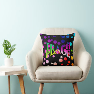 TEACH PEACE Rainbow Graphic op Polka Dots Kussen