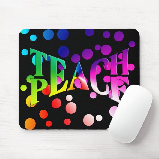 TEACH PEACE Rainbow Graphic op Polka Dots Muismat (Met muis)