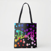 TEACH PEACE Rainbow Graphic op Polka Dots Tote Bag (Voorkant)