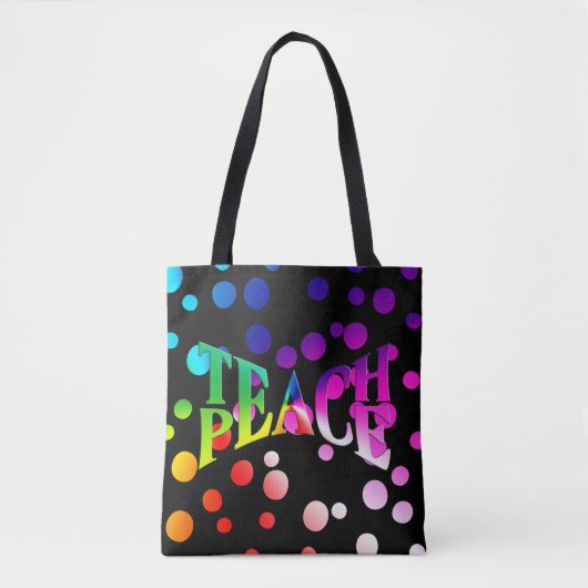 TEACH PEACE Rainbow Graphic op Polka Dots Tote Bag (Voorkant)