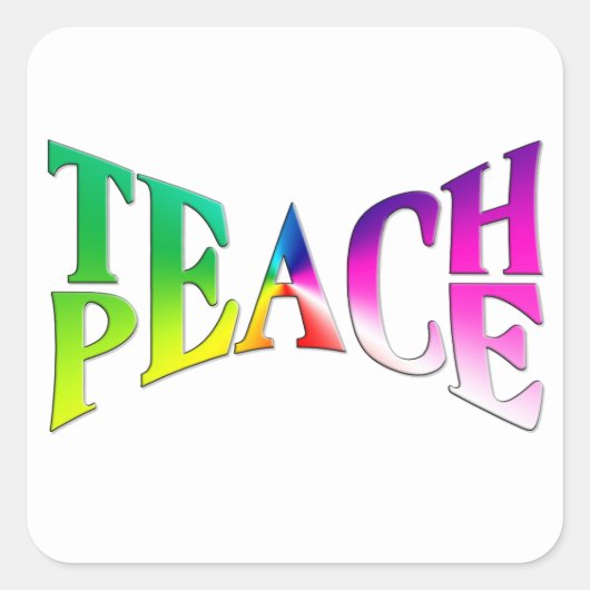 TEACH PEACE Rainbow Graphic op wit Vierkante Sticker (Voorkant)