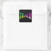 TEACH PEACE Rainbow Graphic op zwart Vierkante Sticker (Tas)