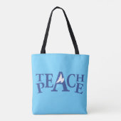 Teach peace single white duve canvas tas (Achterkant)