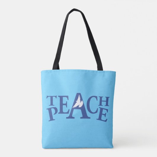 Teach peace single white duve canvas tas (Achterkant)