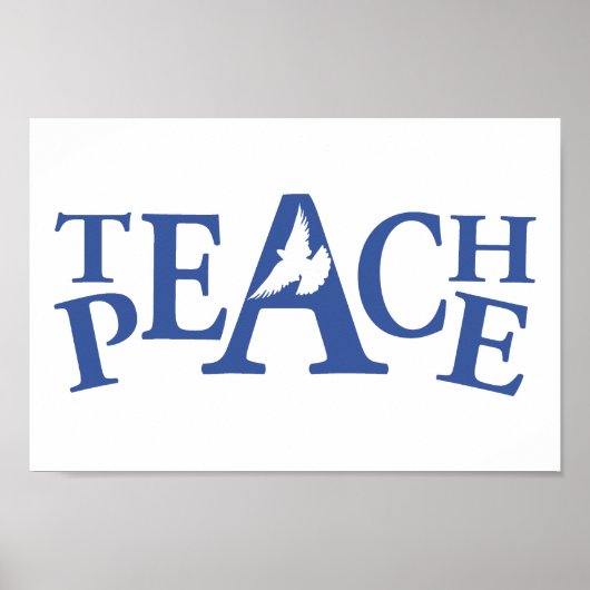 Teach peace single white duve slogan poster (Voorkant)