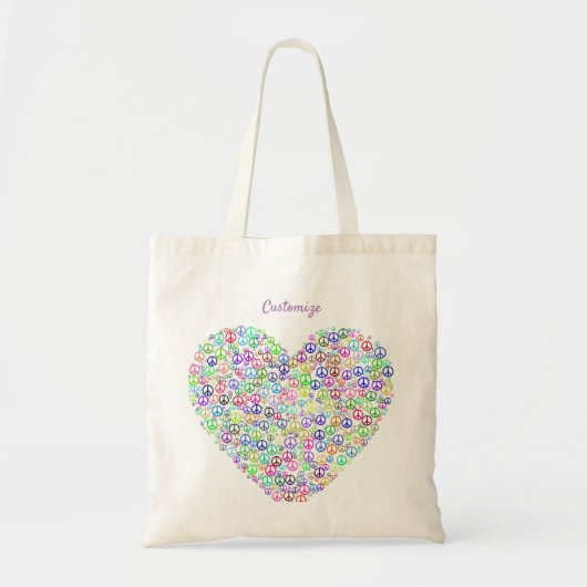 Teach Peace Symbol Heart Thunder_Cove Tote Bag (Voorkant)