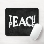 "Teach Peace" tekst op zwart leer Muismat (Met muis)