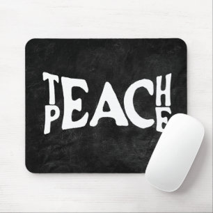 "Teach Peace" tekst op zwart leer Muismat