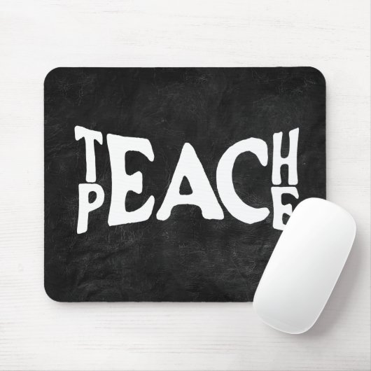 "Teach Peace" tekst op zwart leer Muismat (Met muis)