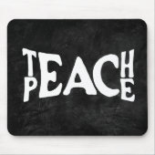 "Teach Peace" tekst op zwart leer Muismat (Voorkant)