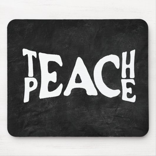 "Teach Peace" tekst op zwart leer Muismat (Voorkant)