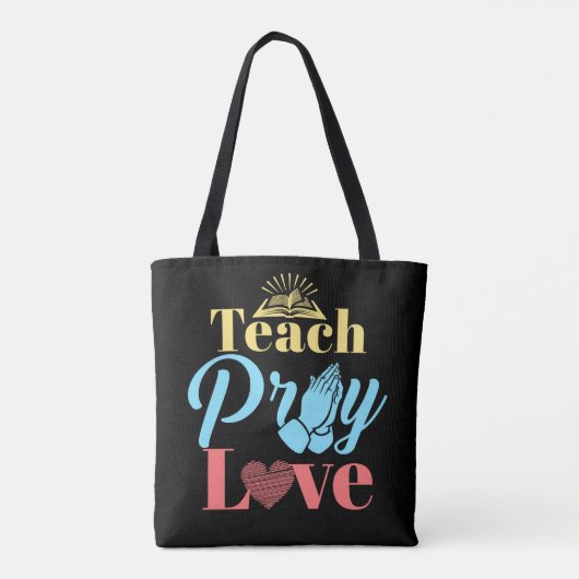 Teach Pray Love Christelijk leraar Tote Bag (Achterkant)