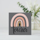 Teach Teacher Love Inspire Gift Rainbow  Kaart (Staand voorkant)