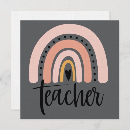 Teach Teacher Love Inspire Gift Rainbow  Kaart (Voorkant / Achterkant)