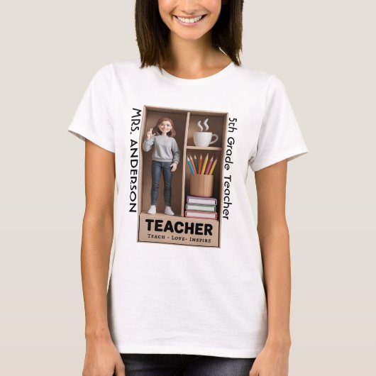 Teacher Action Figure AI 3D Boxed Doll Style T-shirt (Voorkant)