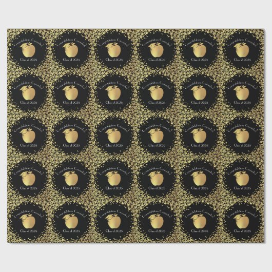 Teacher Afstuderen Black Gold Cadeaupapier (Vlak)