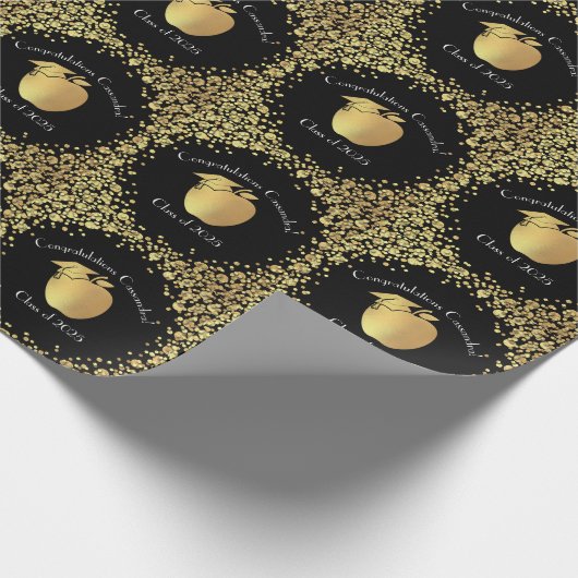 Teacher Afstuderen Black Gold Cadeaupapier (Hoek)