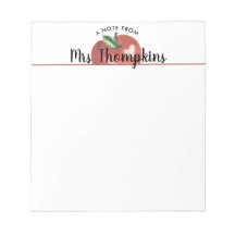 Teacher Apple Heart Red Script Name Notepad