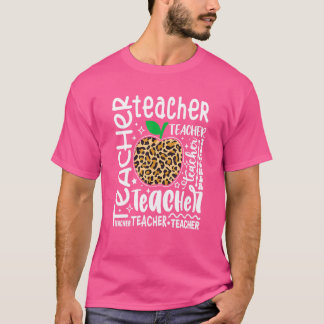 Teacher Apple Leopard terug naar school voor lerar T-shirt
