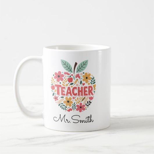 Teacher Apple Mug – Classic Red Apple Koffiemok (Links)