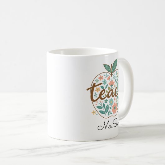 Teacher Apple Mug – Classic Red Apple Koffiemok (Voorkant rechts)