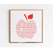 Teacher Apple Typography with Teacher's Name Poster
