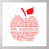 Teacher Apple Typography with Teacher's Name Poster (Voorkant)