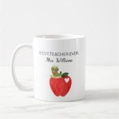 Teacher Appreciation Apple Bookworm Best teacher Koffiemok (Links)