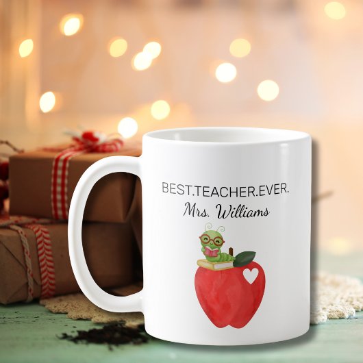 Teacher Appreciation Apple Bookworm Best teacher Koffiemok