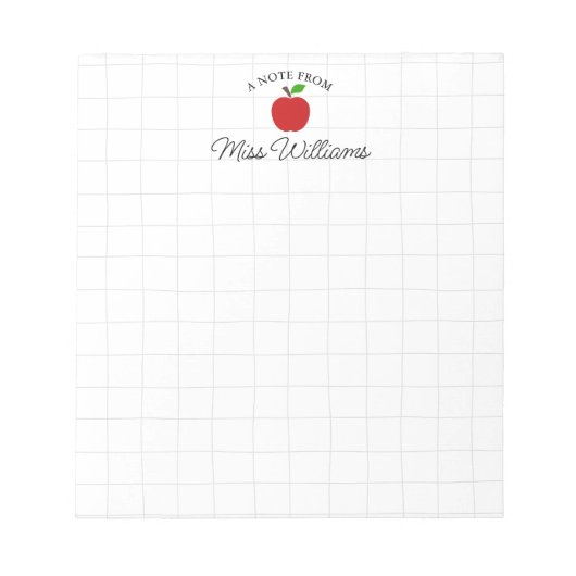Teacher Appreciation Apple Personalized Name Notitieblok (Voorkant)