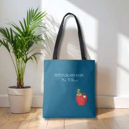 Teacher Appreciation Best Teacher Ever Apple Custo Tote Bag