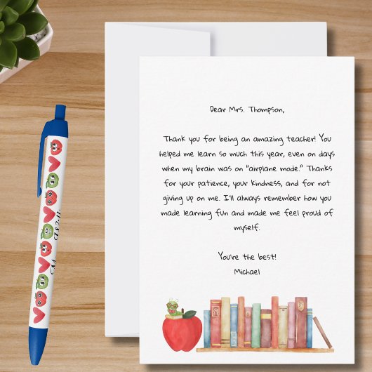 Teacher Appreciation Best Teacher Red Apple Books  Bedankkaart